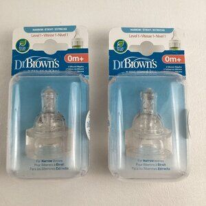 Dr. Brown's Natural Flow Silicone Nipples For Narrow Baby Bottles 0M+ BPA Free
